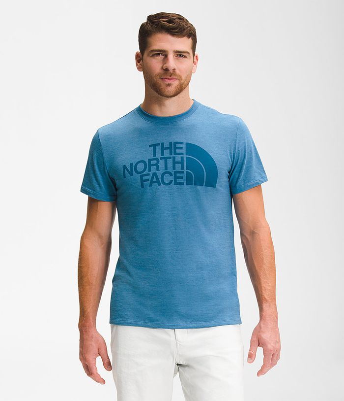 The North Face T-Shirts Short Sleeve Half Dome Tri-Blend Blue - Mens - Thailand ZFBHE-4106